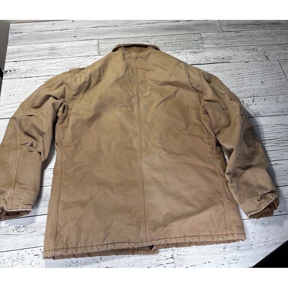 Men's Carhartt Brown Canvas Zip Jacket w/ Corduroy Collar, 48 Tall. C03 BRN READ - Picture 2 of 16